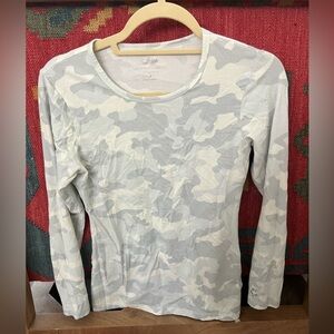 White Cross Gray Camouflage Long Sleeve Top